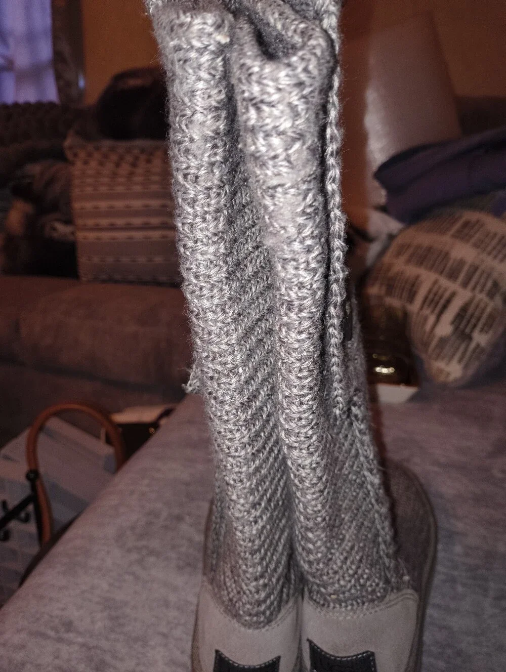UGG Knit Button Tall Boots - Gray